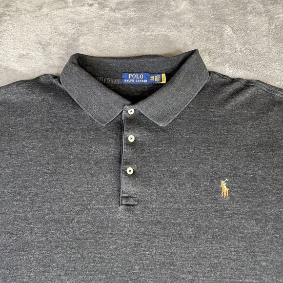 Polo Ralph Lauren Polo Shirt Mens 4XB Charcoal Gray Embroidered Pony Logo Big - Picture 3 of 11
